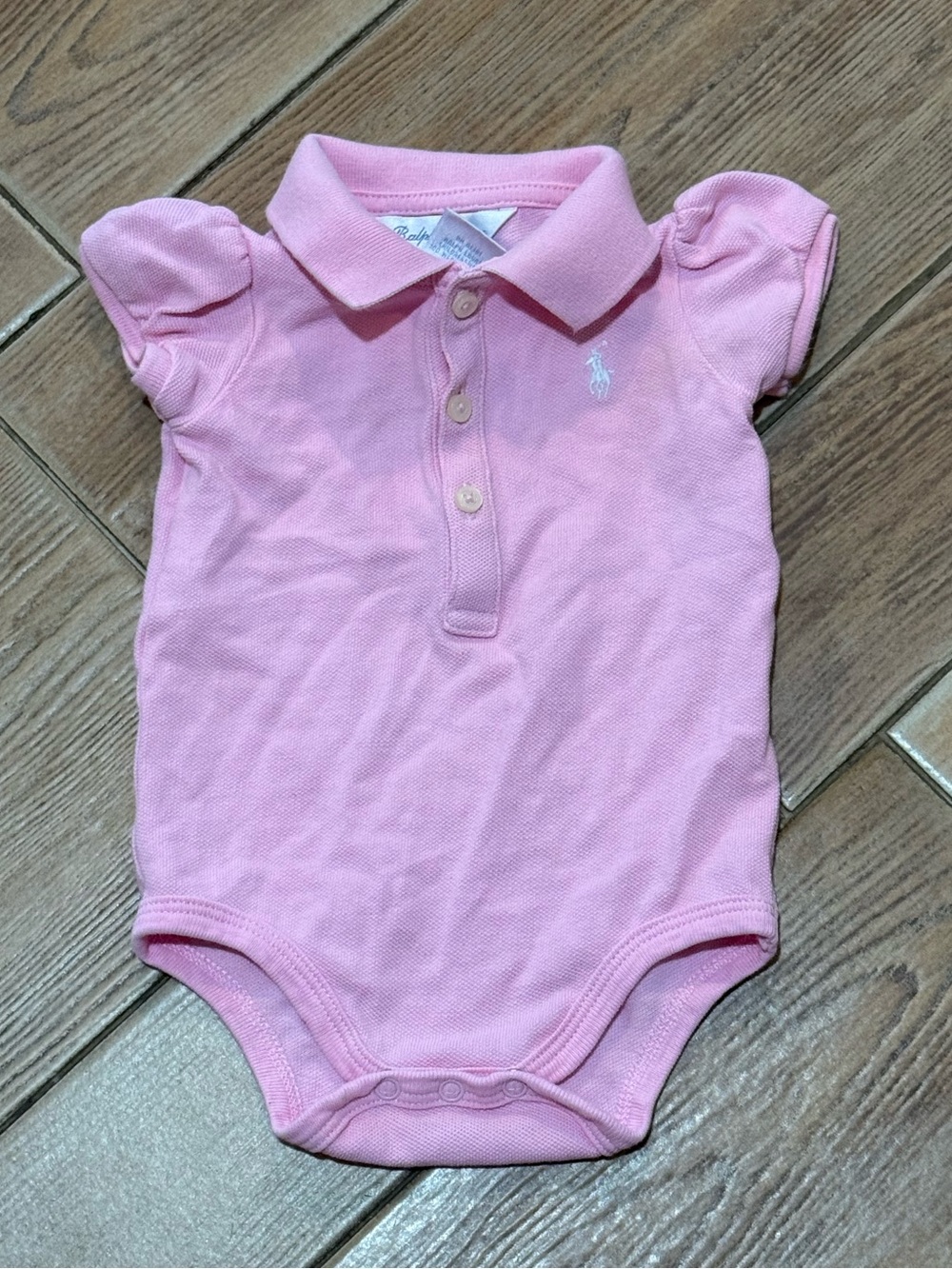 Ralph Lauren Pink Pique Polo Baby One-Piece